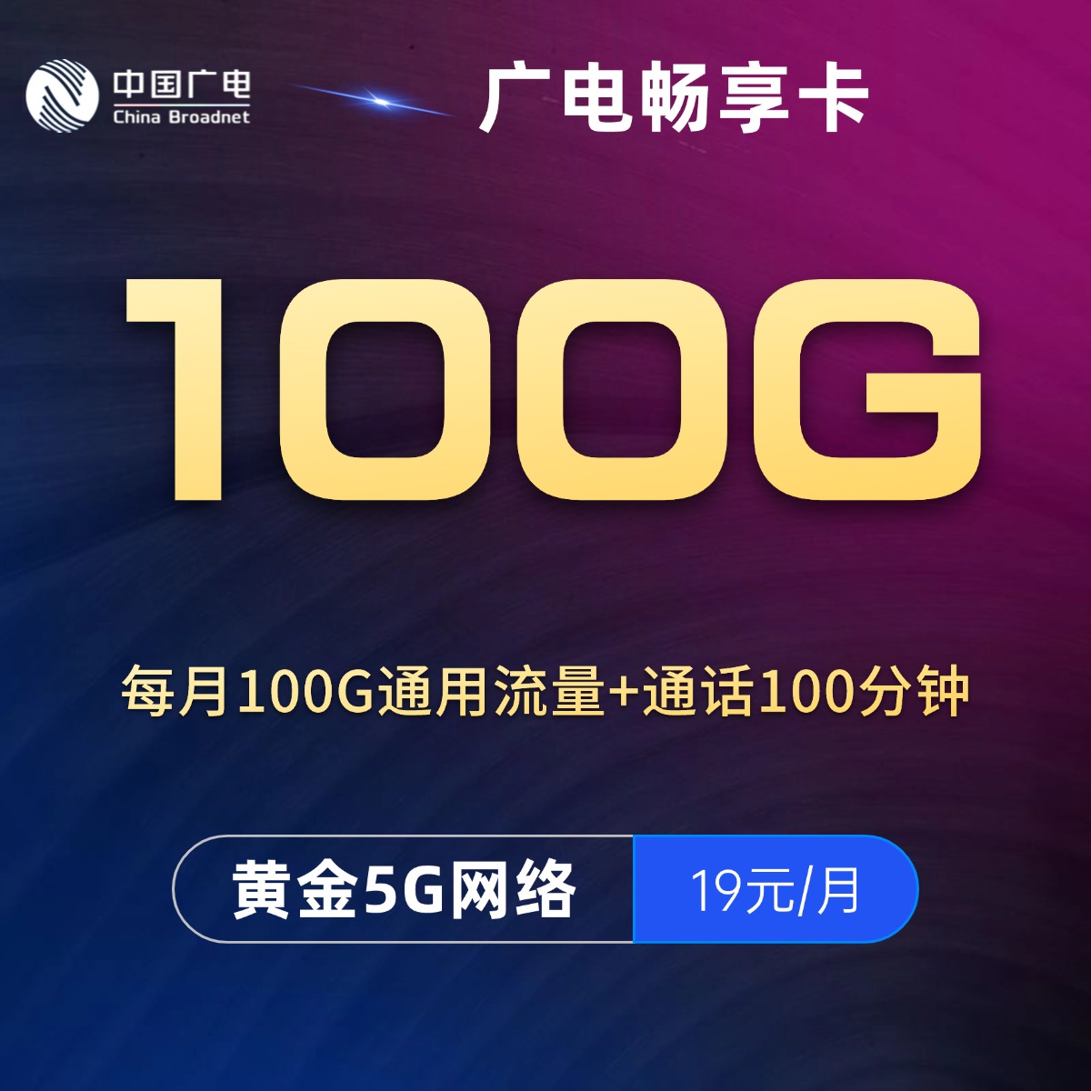 广电畅享卡【19元100G+100分钟】