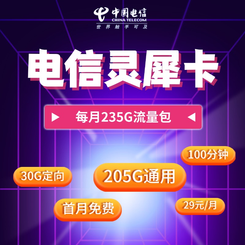 电信灵犀卡【29元235G+100分钟】